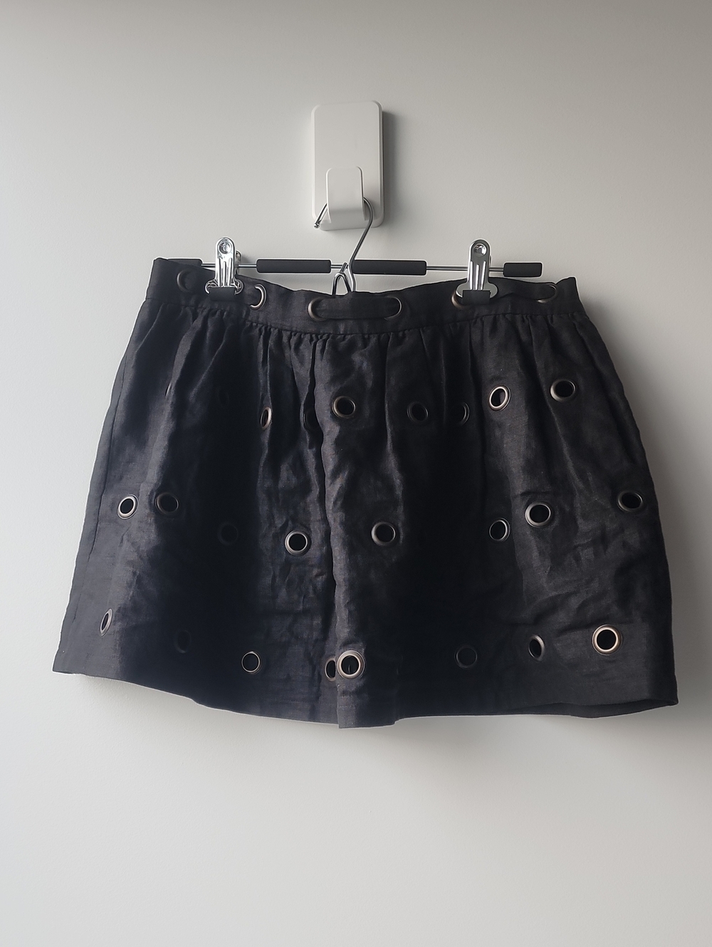 Opening Ceremony Large Grommet Wool Linen Blend Mini Skirt